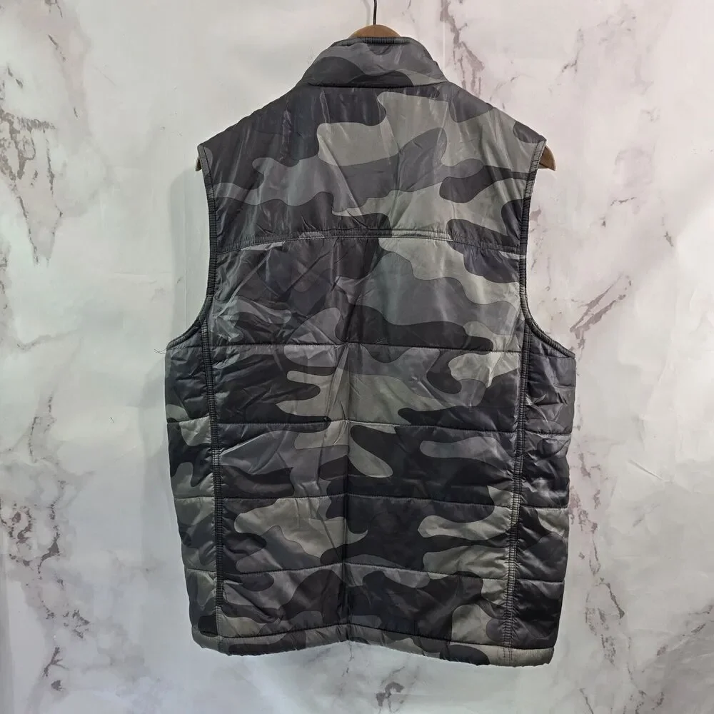 American Rag Vest Mens Large Camo Puffer Green Woodland Synthetic Insulated